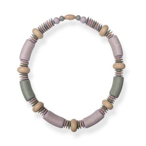 1987 Vintage Morandi Pastel Purple Green & Cream Chunky Bead Necklace